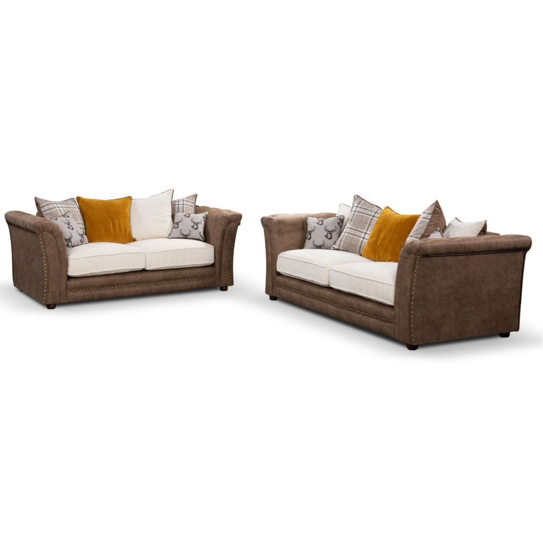 London Brown Hopsack 3+2 Sofa