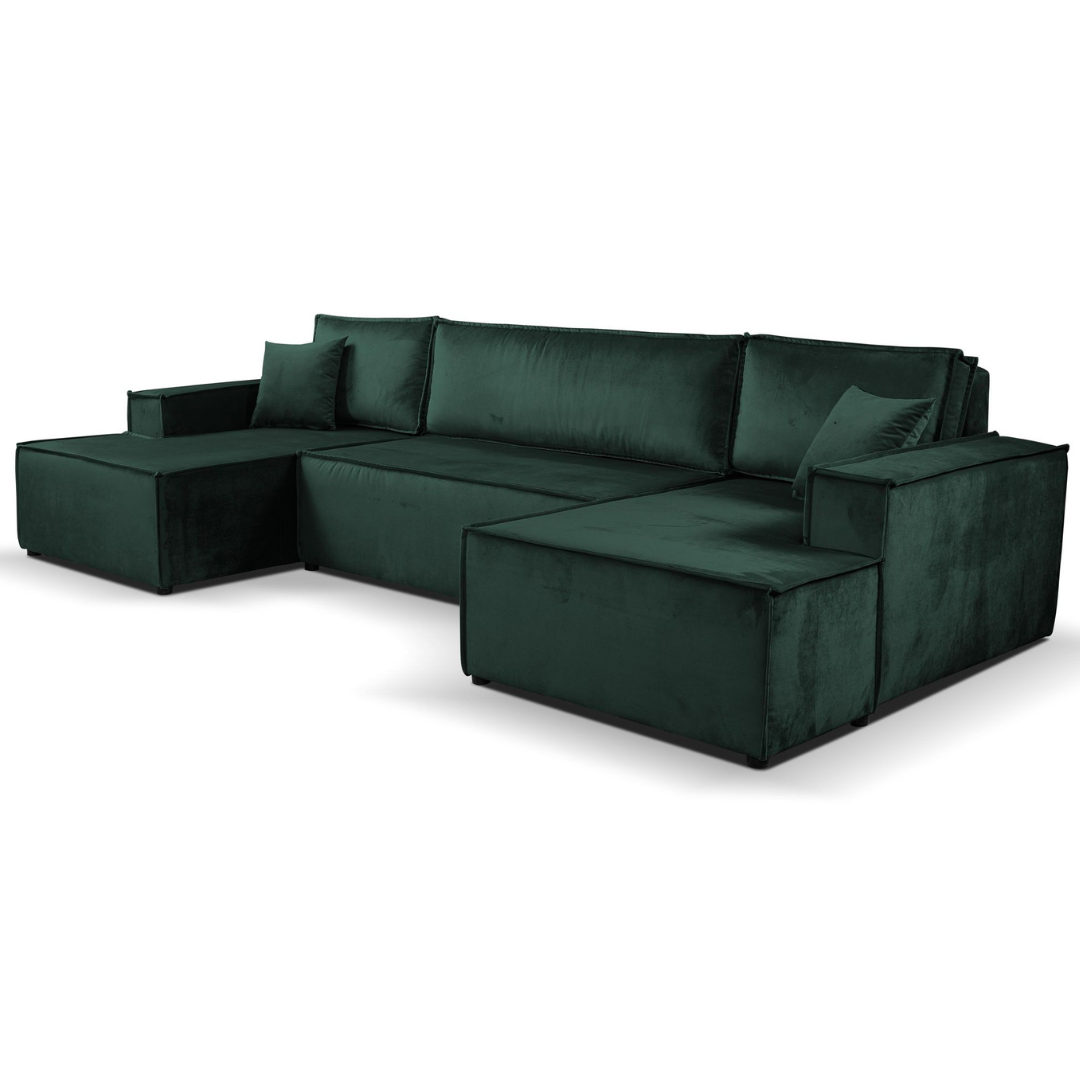 U shape Sofabed Plush velvet Green