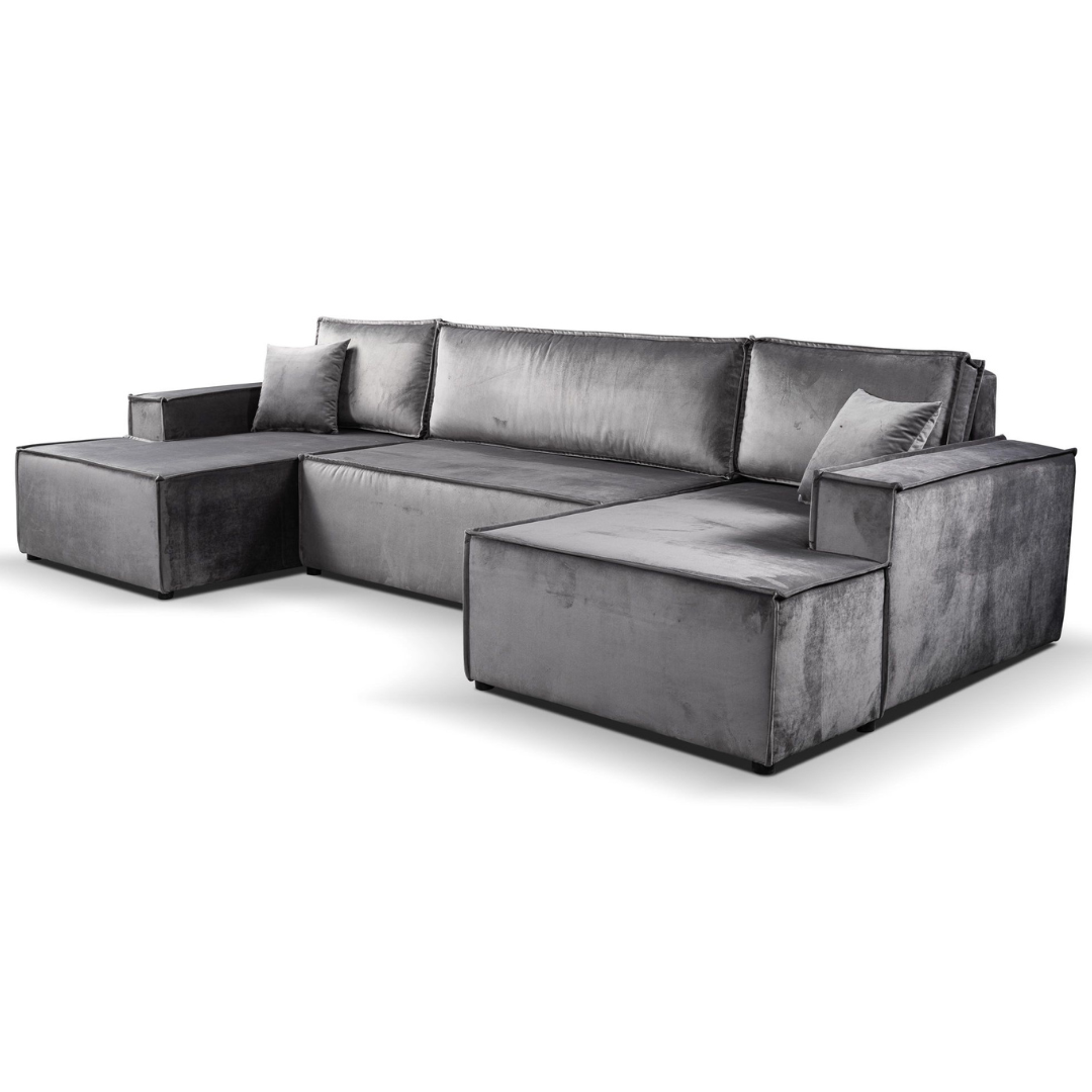 U shape Sofabed Plush velvet Grey