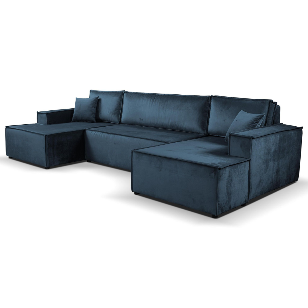 U shape Sofabed Plush velvet Blue