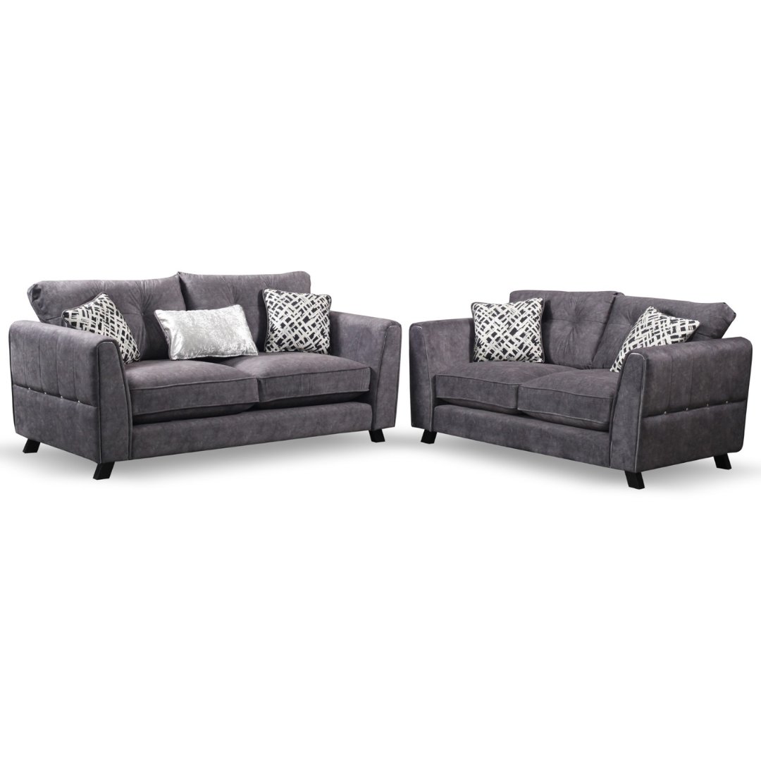 Bella 3+2 grey full back - Fabric - Foam Seats - 3 seater - 2 seater